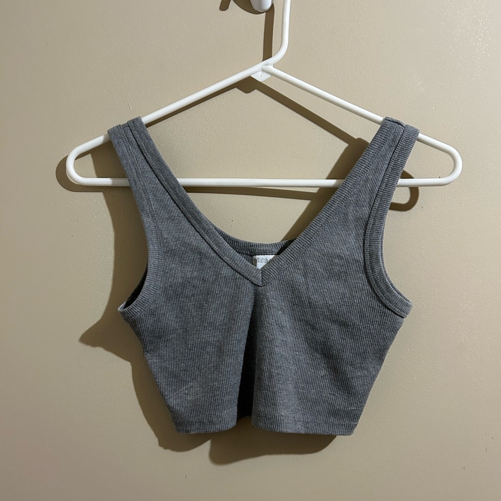 Wild Fable Gray Ribbed Crop Top - Picture 1 of 3